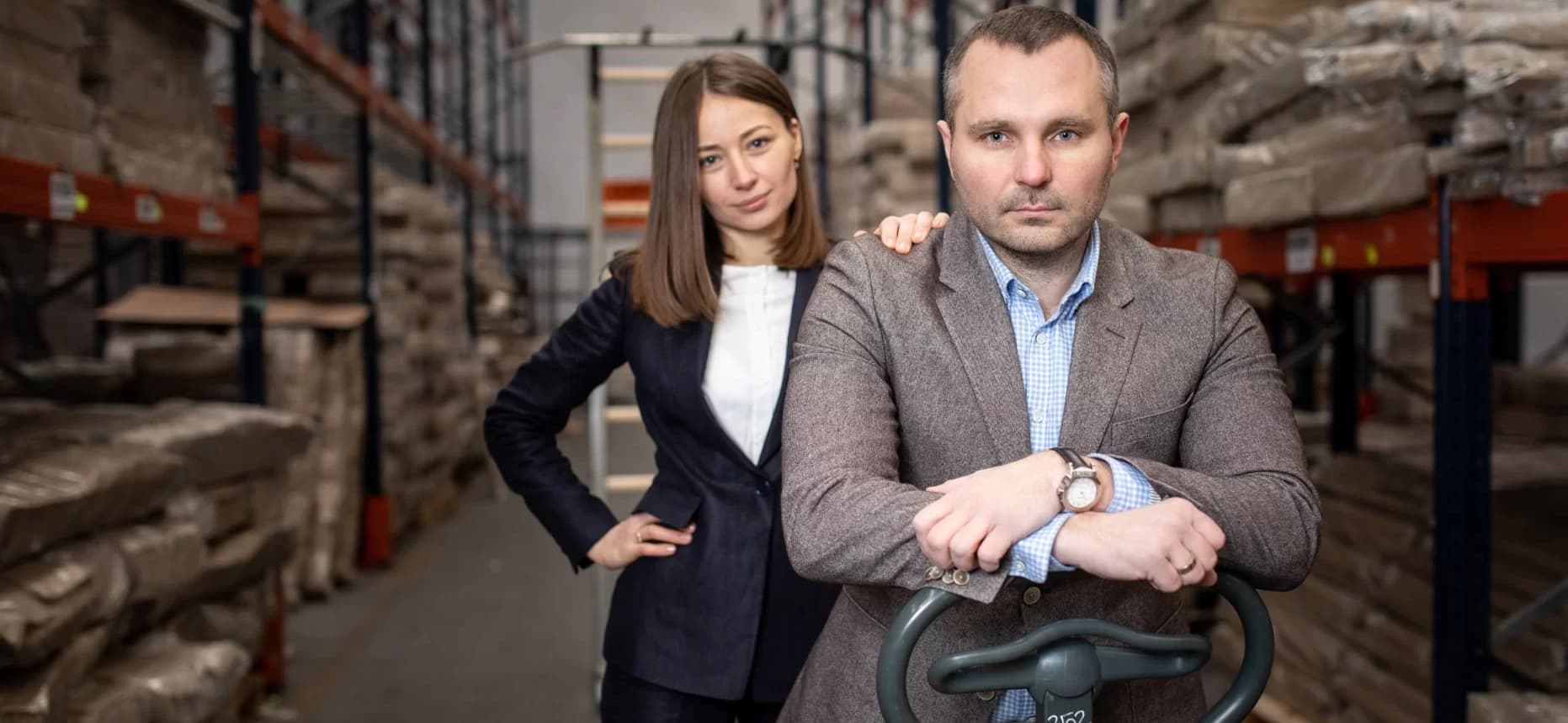Vadym and Irena at the BenchK USA warehouse