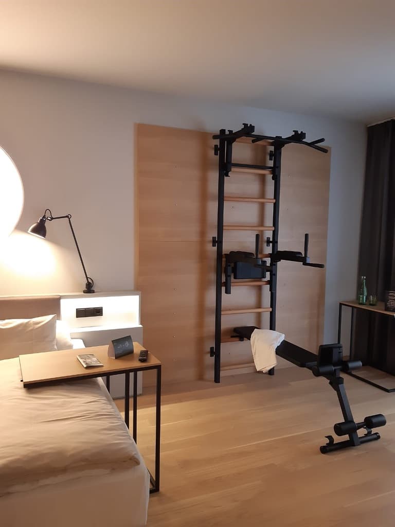 Modern interior room featuring a BenchK wall unit