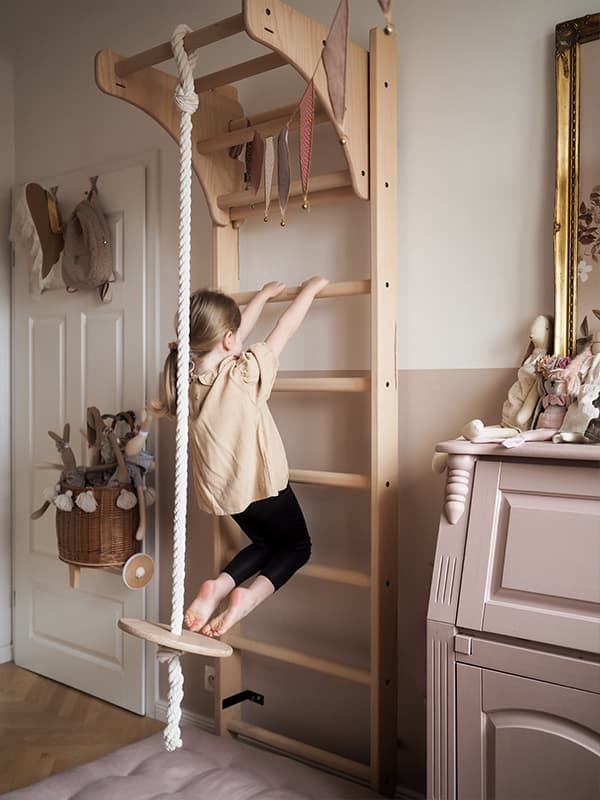 BenchK 112 wall bar with a children's swing accessory