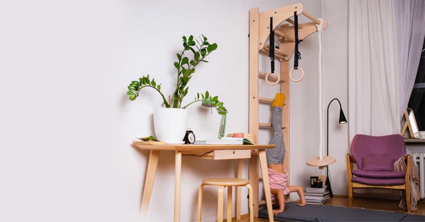 BenchK wall bar in a children's room