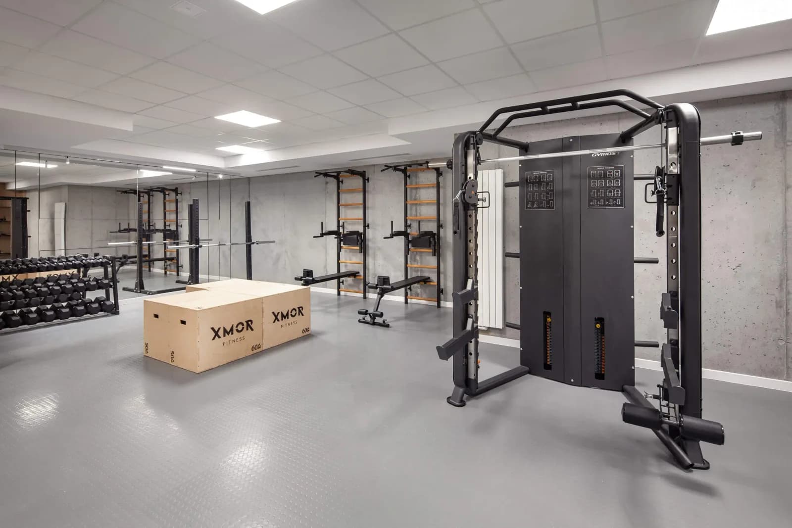 BenchK wall bars installed in a commercial gym