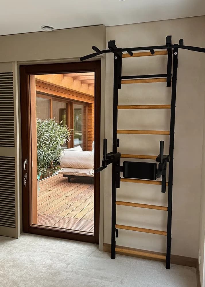 BenchK wall bars in a hotel room and guest fitness space
