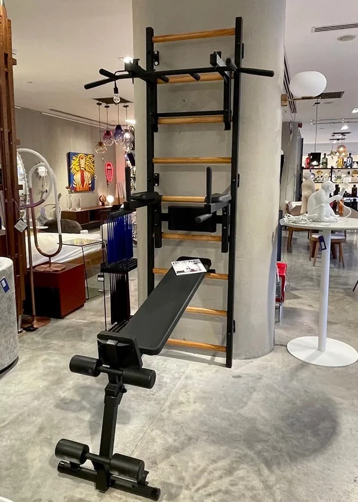 BenchK wall bars in a hotel room and guest fitness space