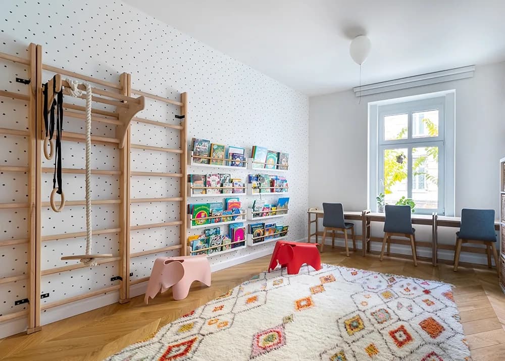 BenchK wall bars in a school and kids' space