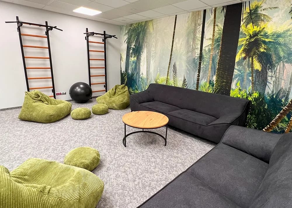 BenchK wall bars in an office wellness space