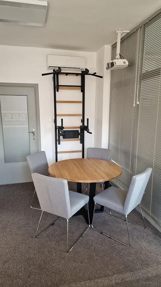 BenchK wall bars in an office wellness space