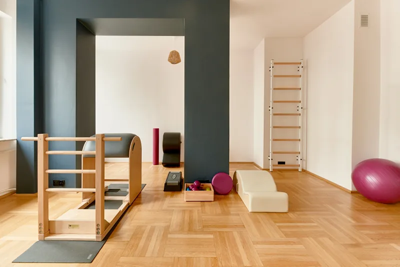 BenchK wall bars in a Pilates and yoga studio