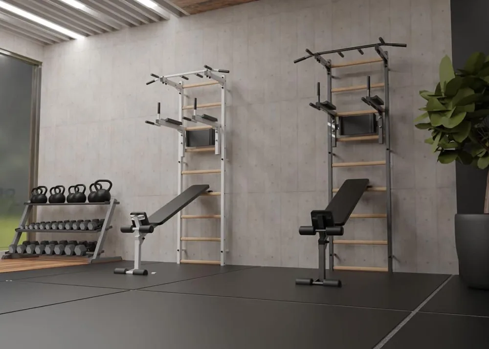 BenchK wall bars in a Pilates and yoga studio