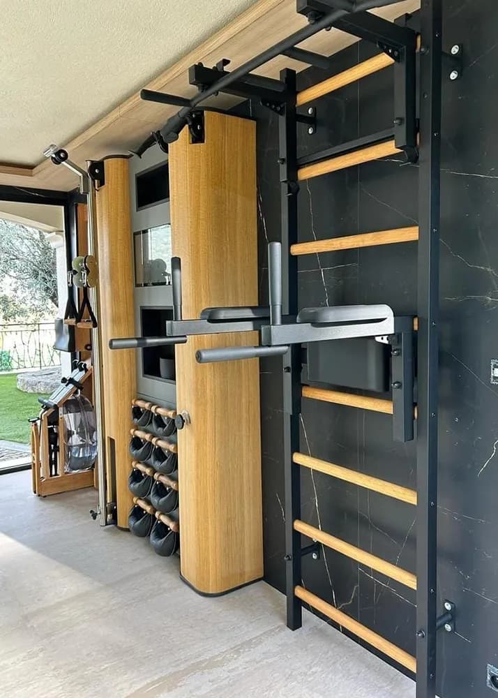 BenchK wall bars in a Pilates and yoga studio