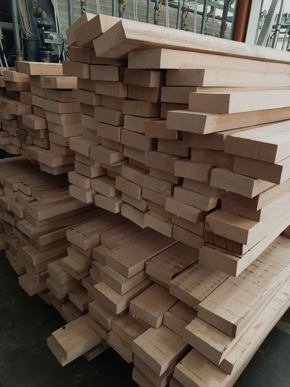 Raw FSC-certified beech wood before machining