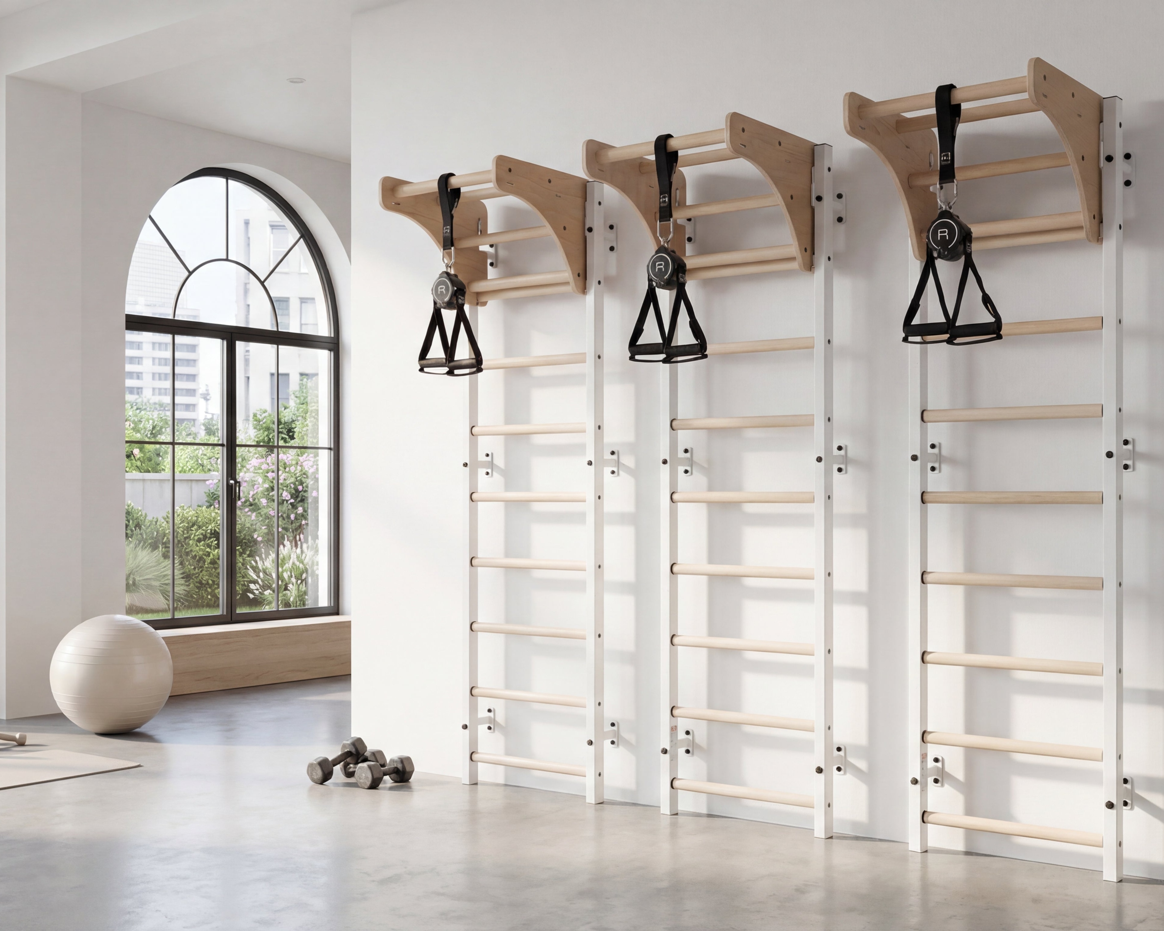 Boutique fitness studio with BenchK wall station