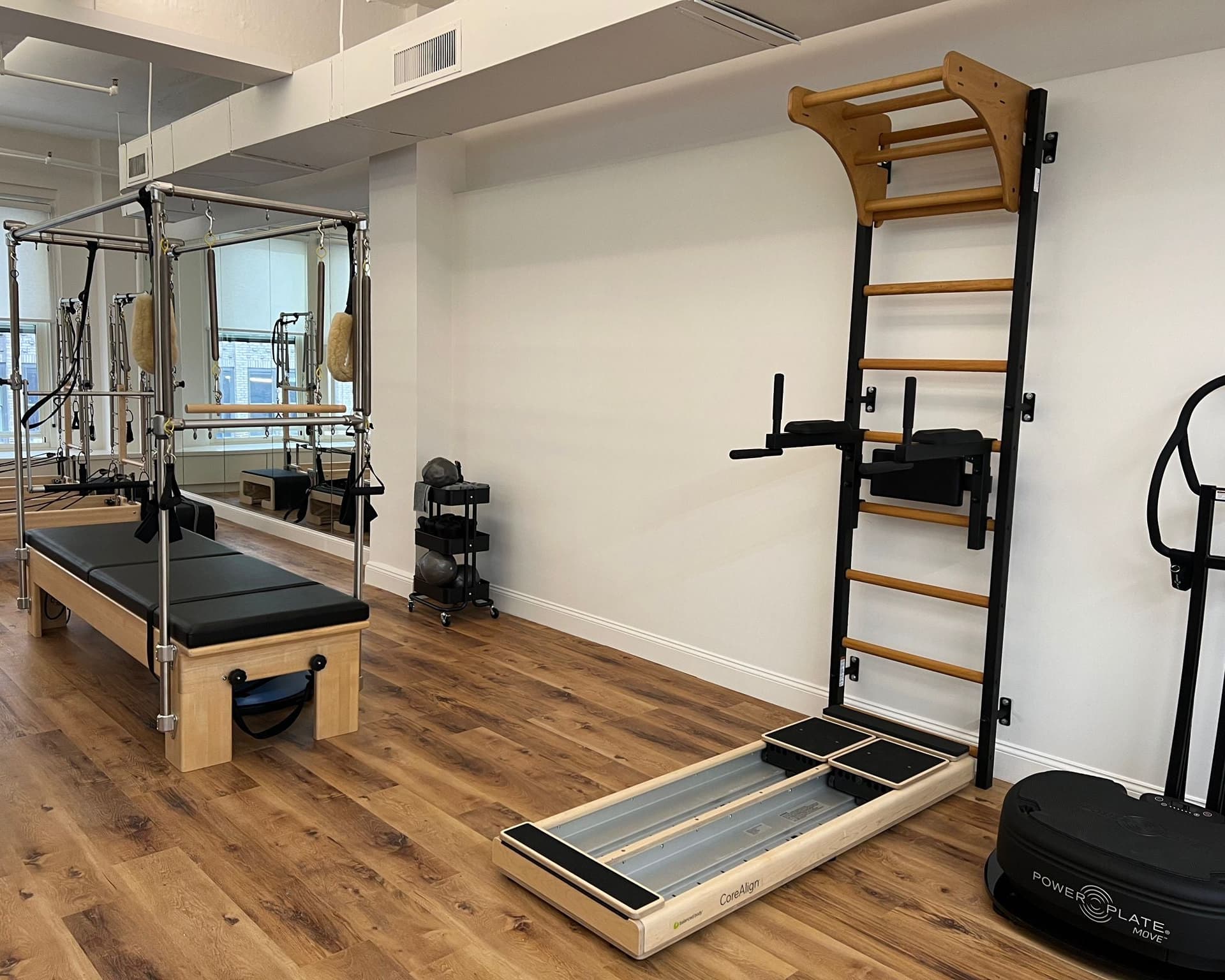 Pilates studio with BenchK wall unit installed